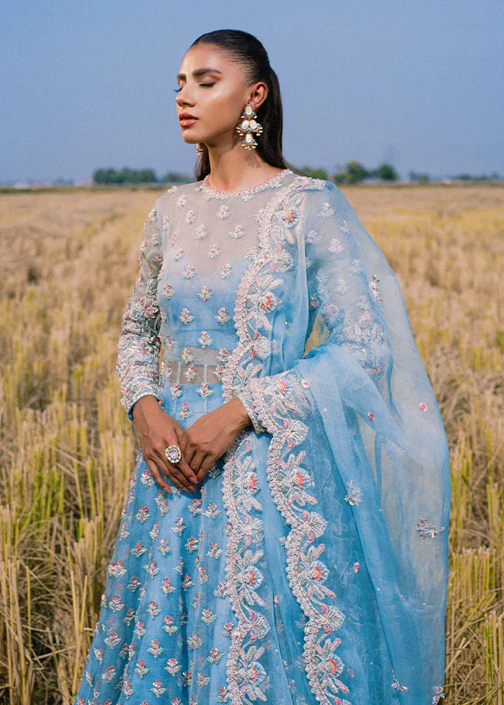 Sky Blue  Lehenga and  Gown Pakistani Bridal Dress