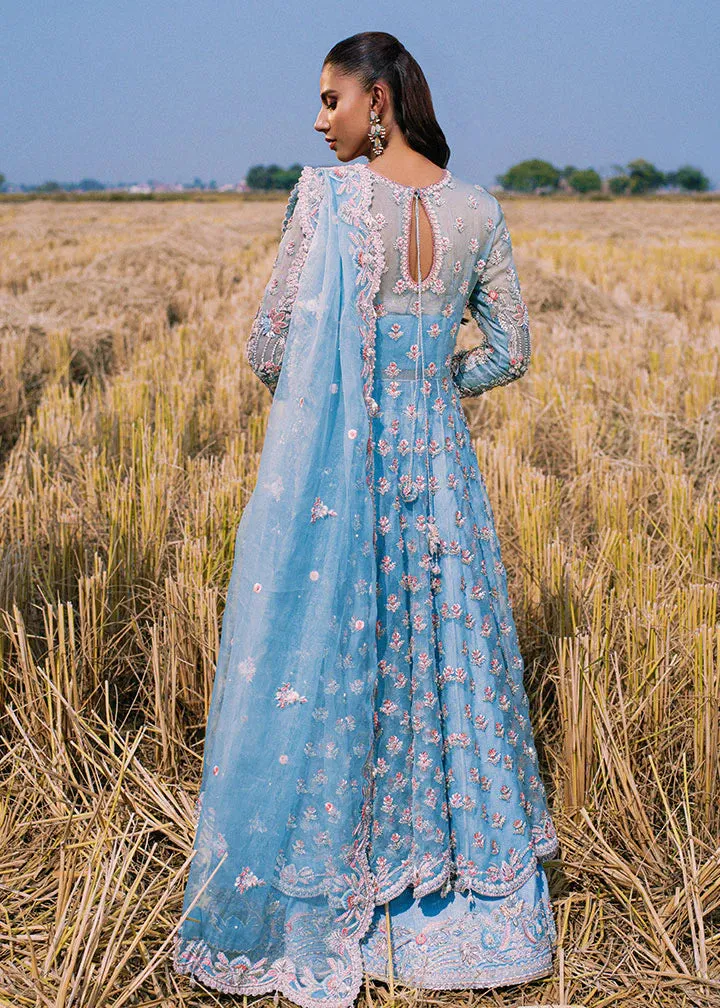 Sky Blue  Lehenga and  Gown Pakistani Bridal Dress
