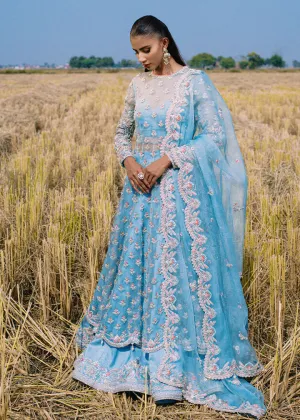 Sky Blue  Lehenga and  Gown Pakistani Bridal Dress