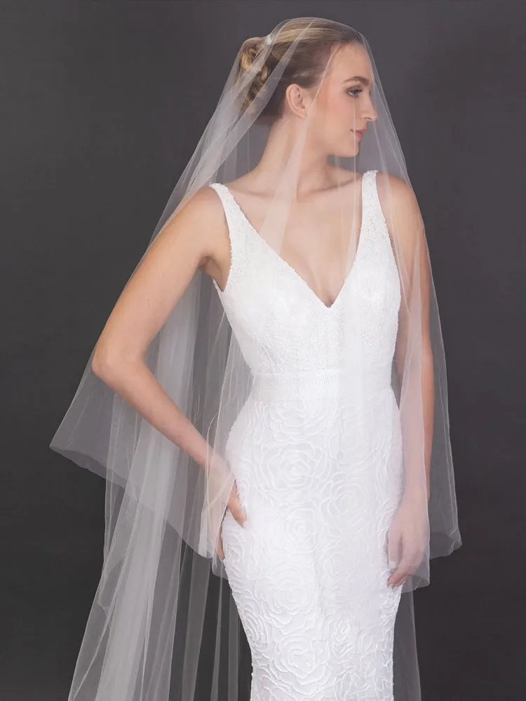 Soft Italian Tulle 120"L x 108"W Royal Cathedral Veil 40" Blusher