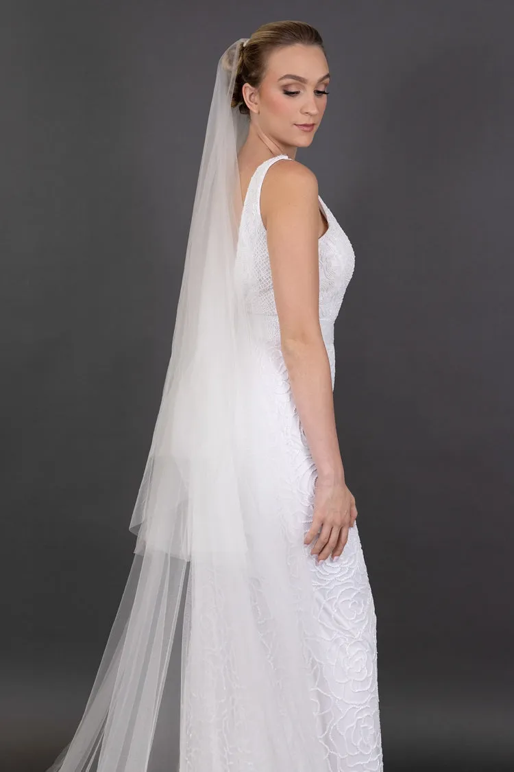 Soft Italian Tulle 120"L x 108"W Royal Cathedral Veil 40" Blusher