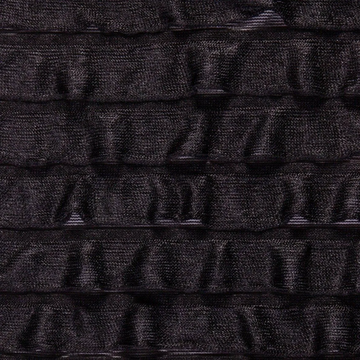 Soft Touch Black Knitted Fabric with Ruffles