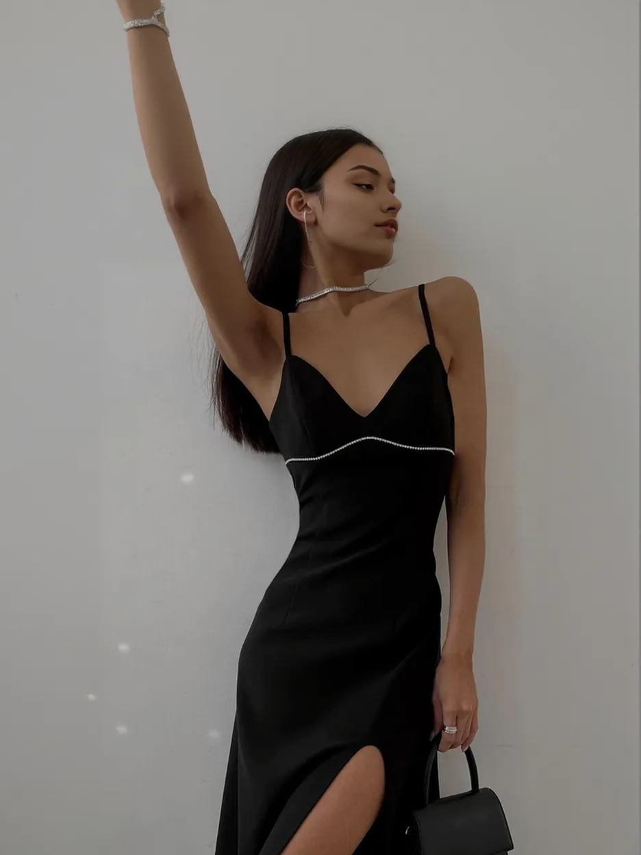Solid Cut Out Dress With Studs