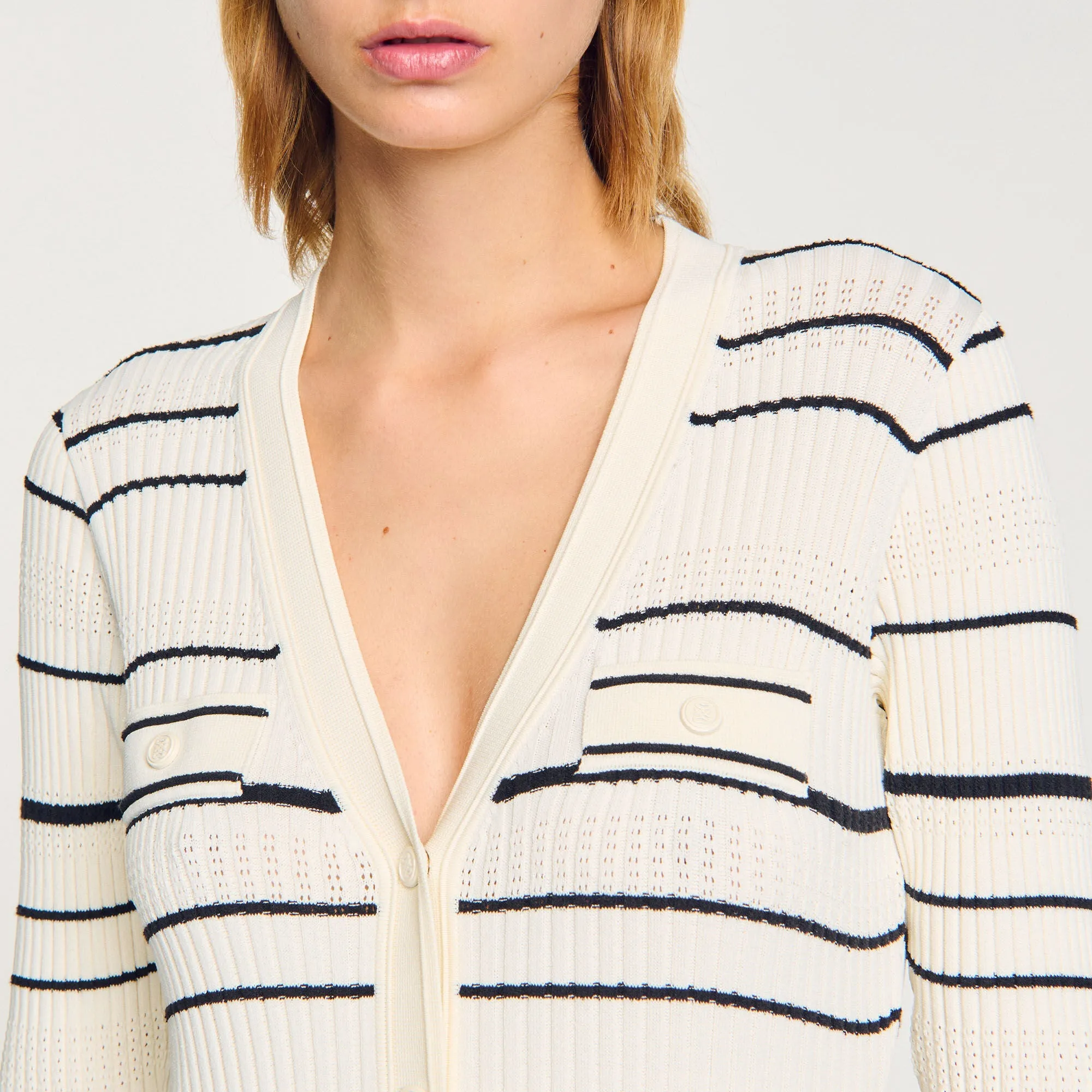 Sophia Stripy Knit Maxi Dress Ecru