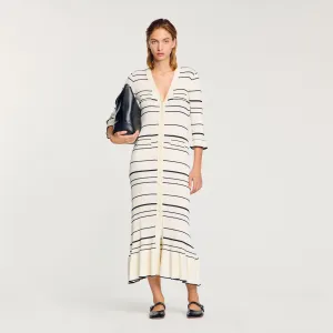 Sophia Stripy Knit Maxi Dress Ecru