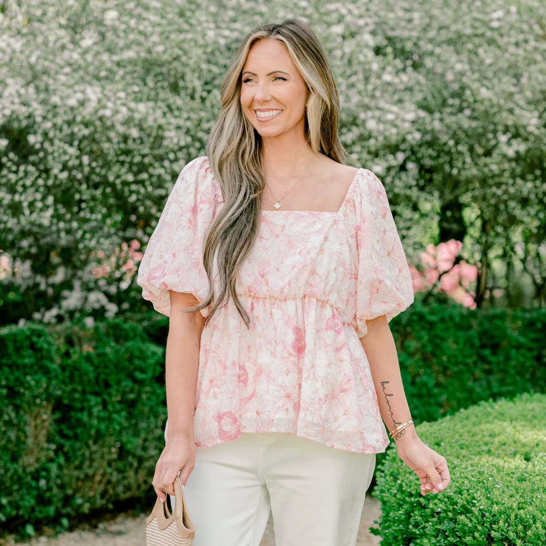 Spring Romance Top, Pink Floral