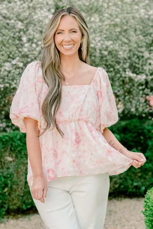 Spring Romance Top, Pink Floral