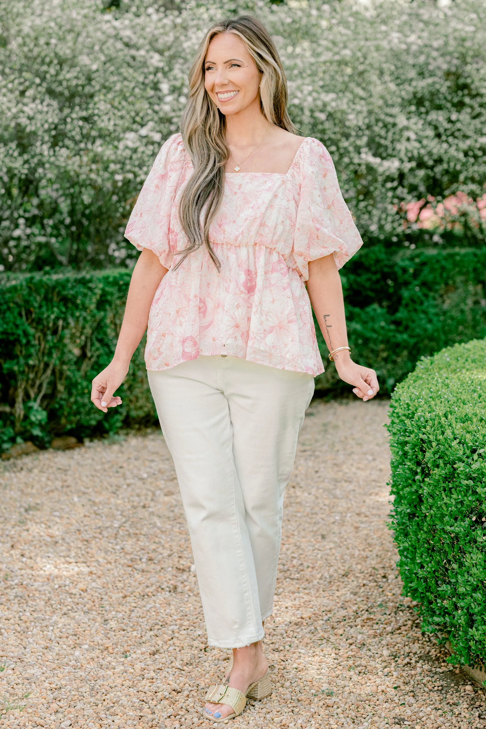 Spring Romance Top, Pink Floral