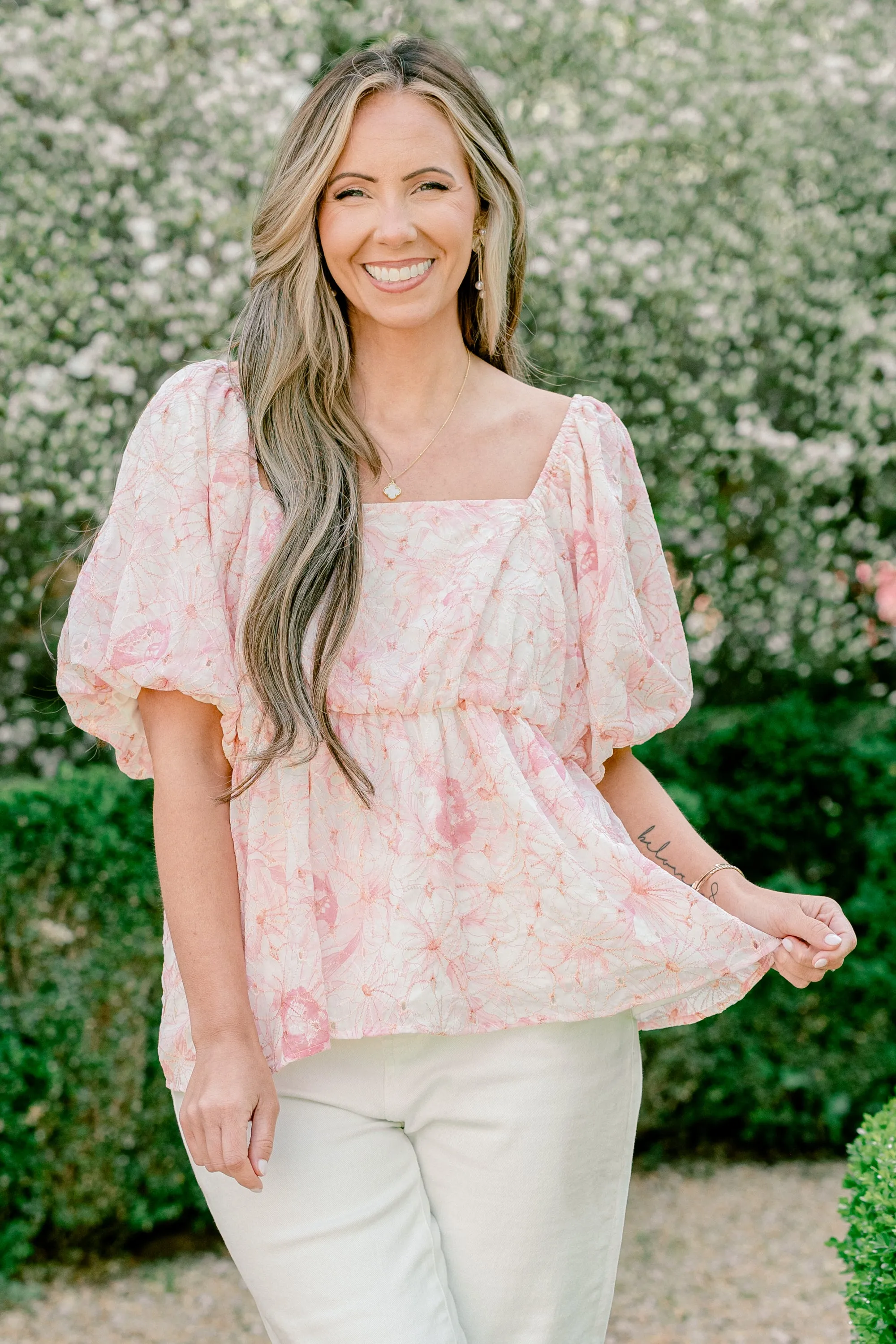 Spring Romance Top, Pink Floral