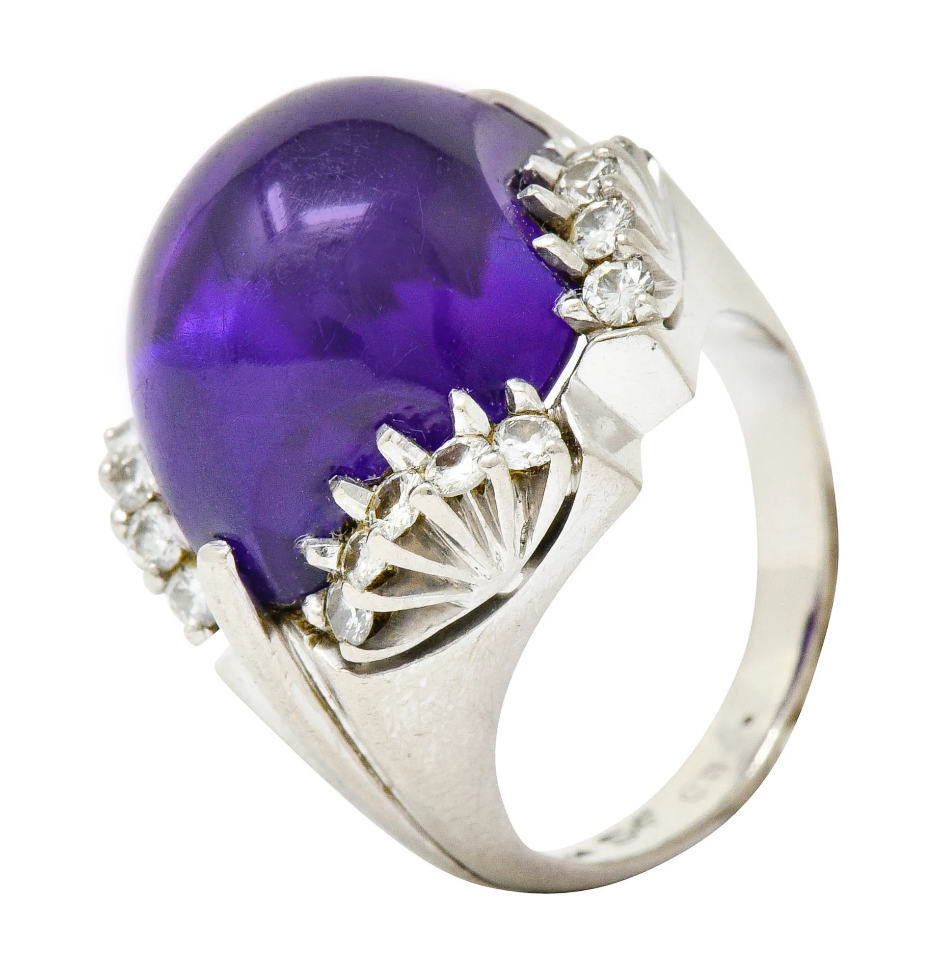 Spritzer & Fuhrmann Vintage Amethyst Diamond 18 Karat White Gold Cocktail Ring