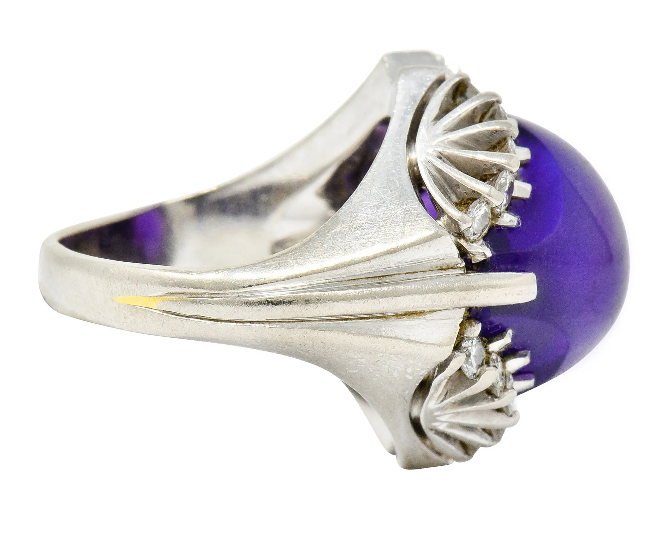 Spritzer & Fuhrmann Vintage Amethyst Diamond 18 Karat White Gold Cocktail Ring