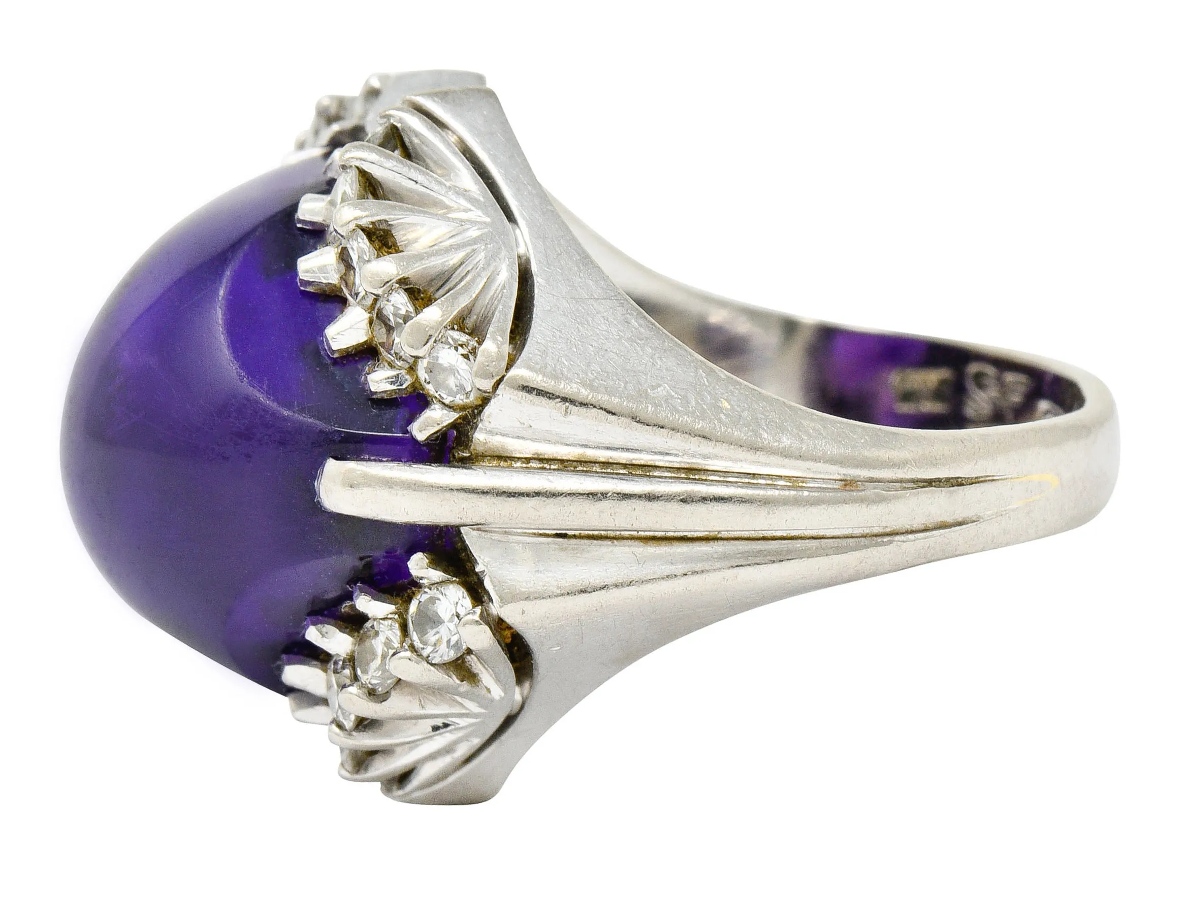 Spritzer & Fuhrmann Vintage Amethyst Diamond 18 Karat White Gold Cocktail Ring