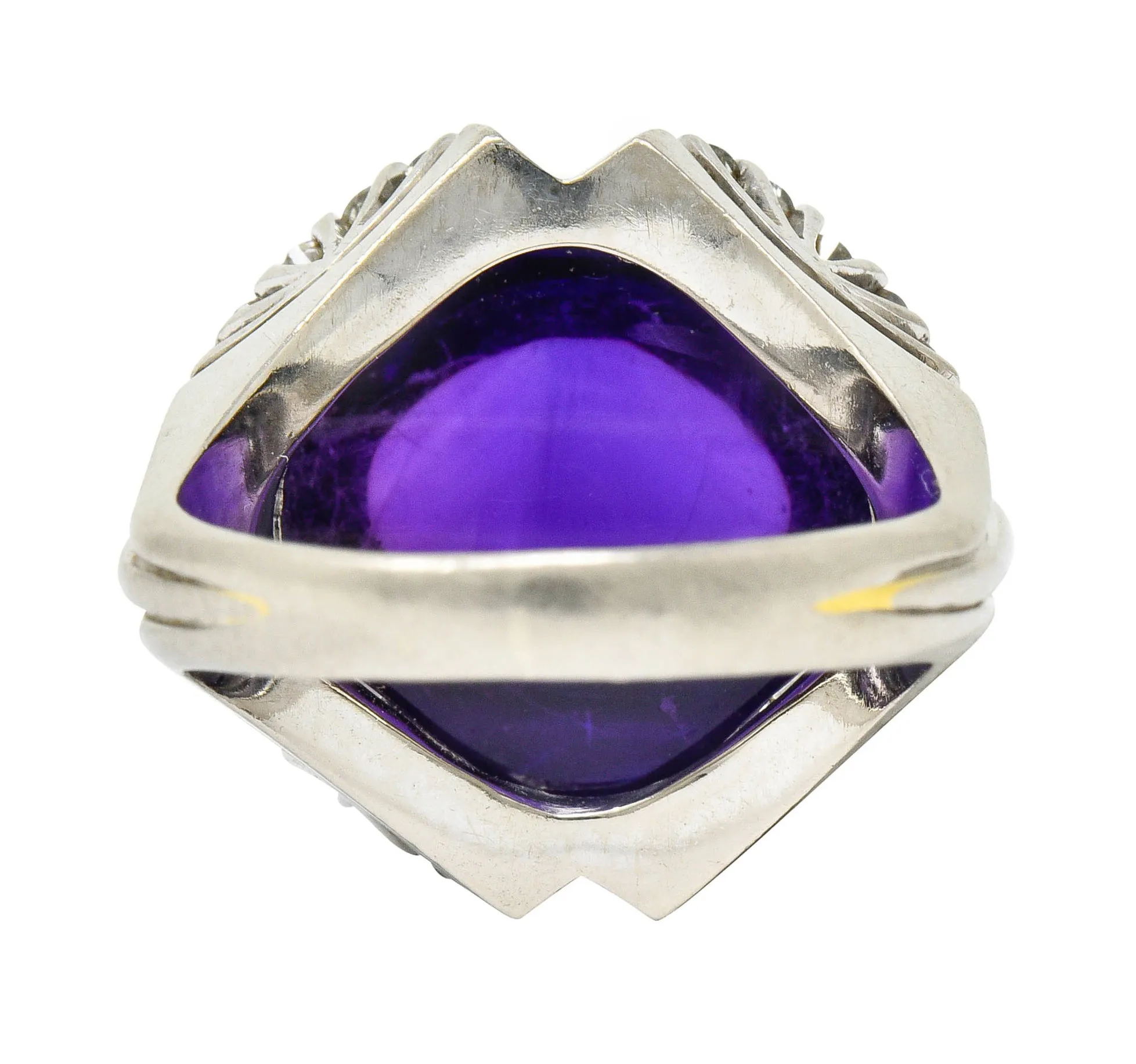 Spritzer & Fuhrmann Vintage Amethyst Diamond 18 Karat White Gold Cocktail Ring