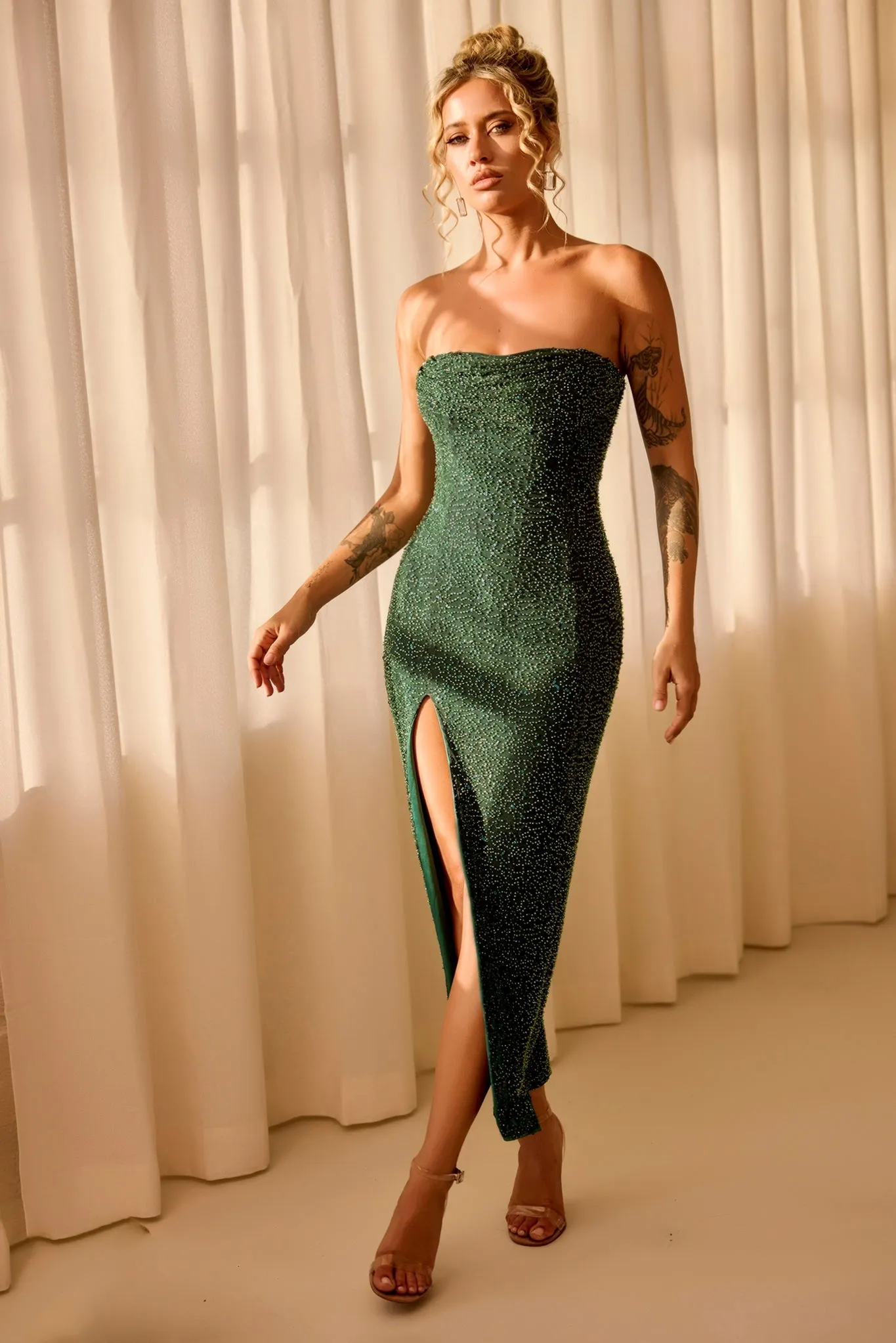 Starlit Baby Midi Dress - Forest Green