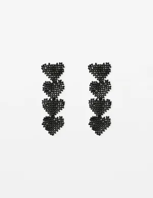 Stella Gemma Black Bead Heart Earrings