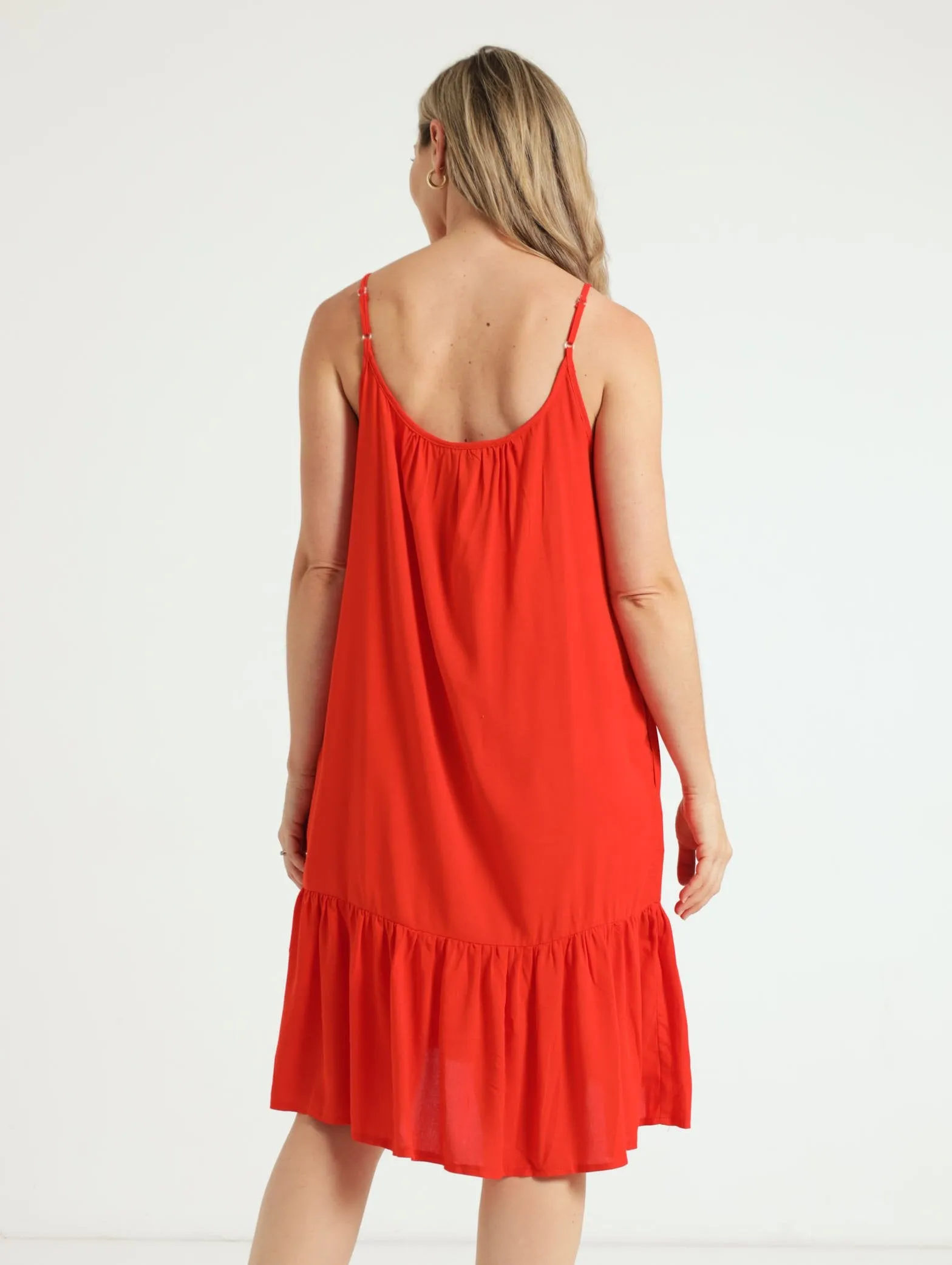 Strappy Peplum Hem Dress - Tangerine