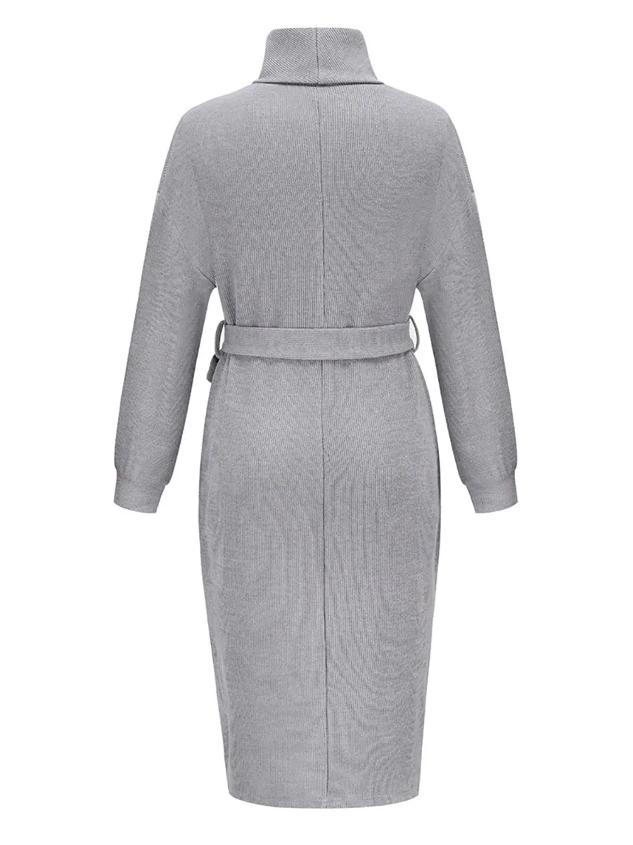 Stunncal High Neck Lace-Up Knit Dress(4 colors)
