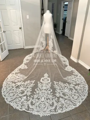 Style CV23 Scallop Lace with Beading Cathedral Veil