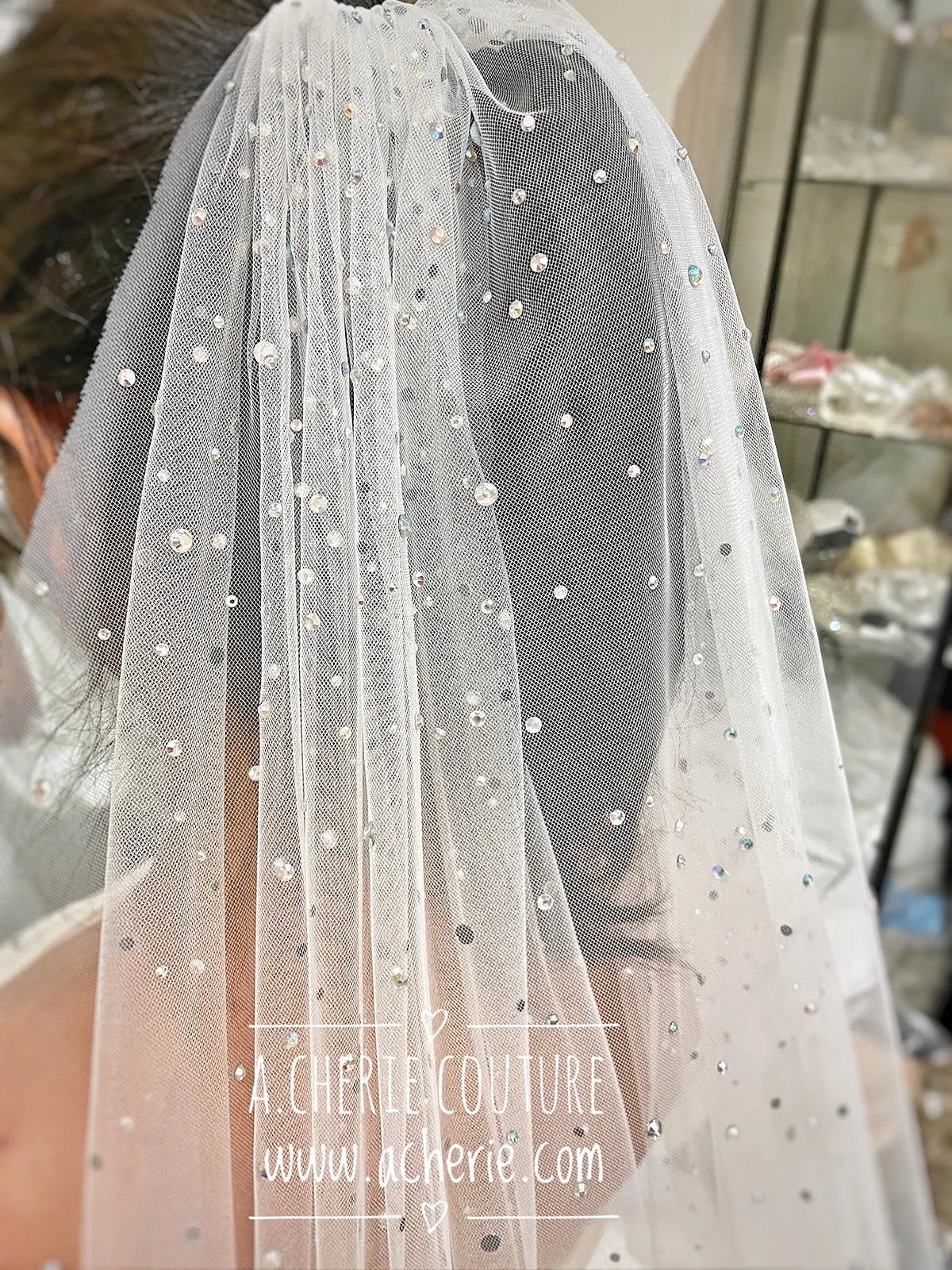 Style CV33 Aurora Rhinestone Cathedral Veil