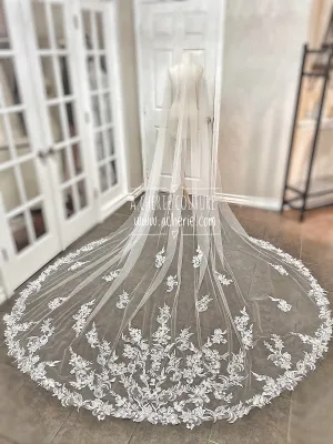 Style CV36 Embroidered Floral Lace Cathedral Veil