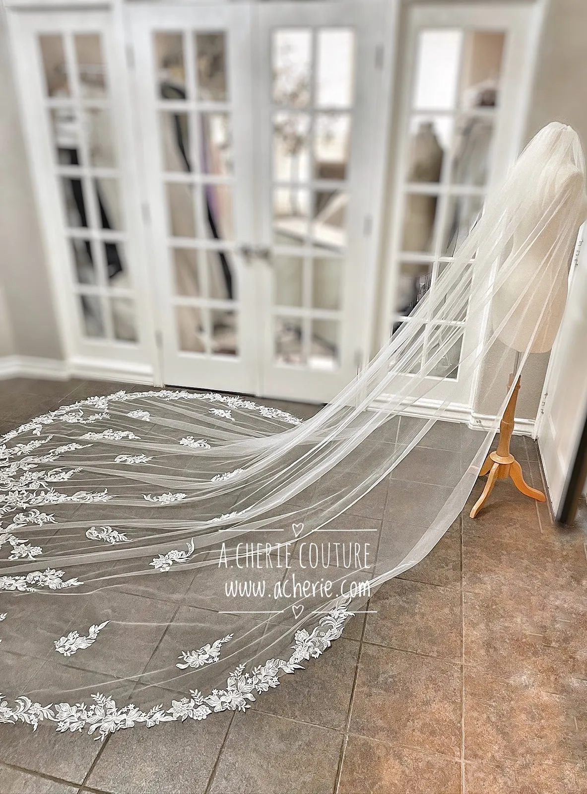 Style CV36 Embroidered Floral Lace Cathedral Veil