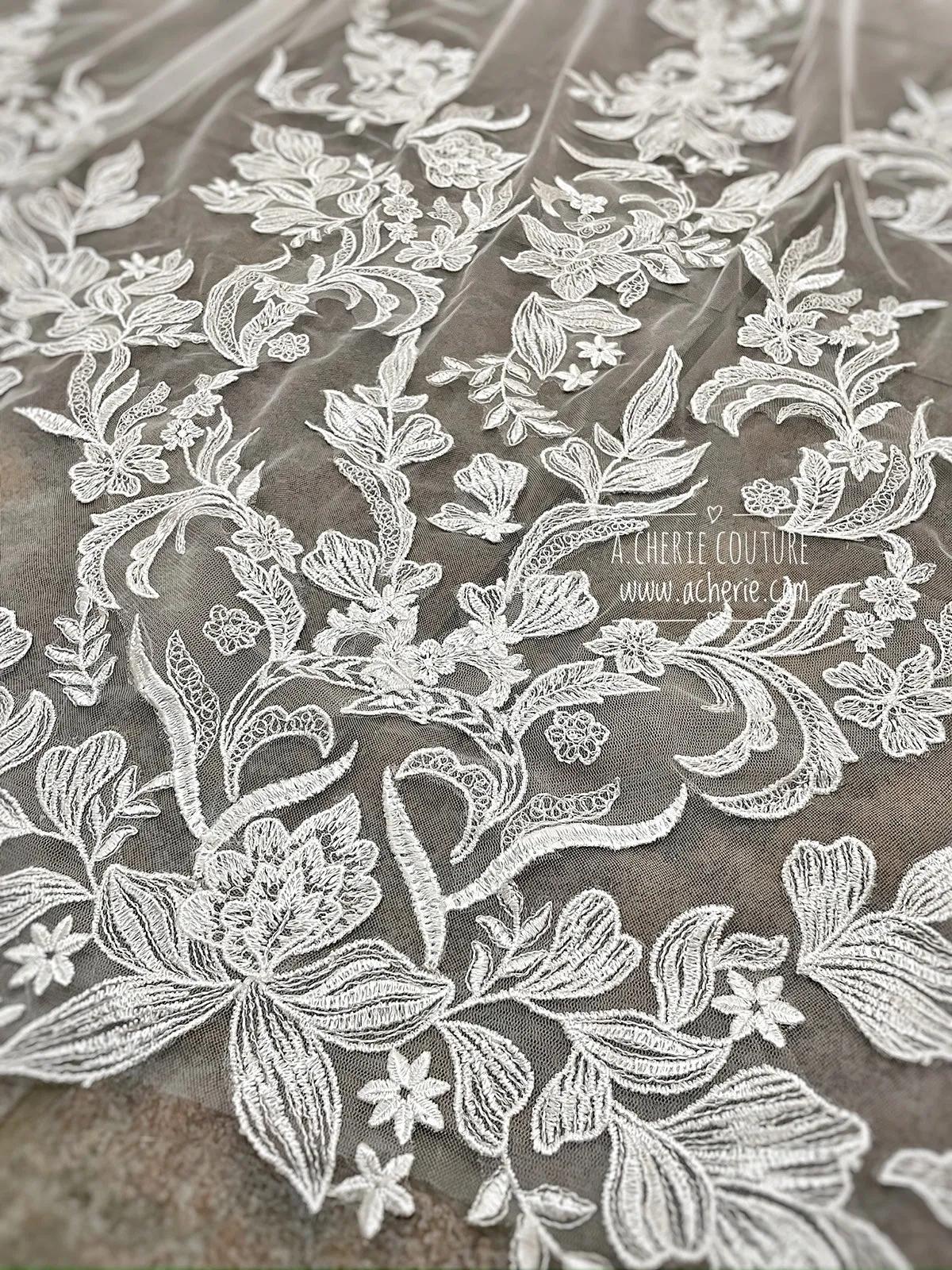 Style CV36 Embroidered Floral Lace Cathedral Veil