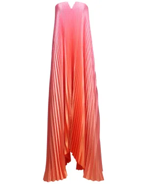 Sunset Ombre Pleated Black Tie Gown