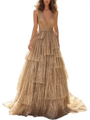 Sydney Sleeveless Printed Tulle Gown