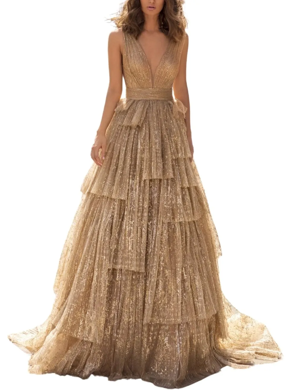 Sydney Sleeveless Printed Tulle Gown
