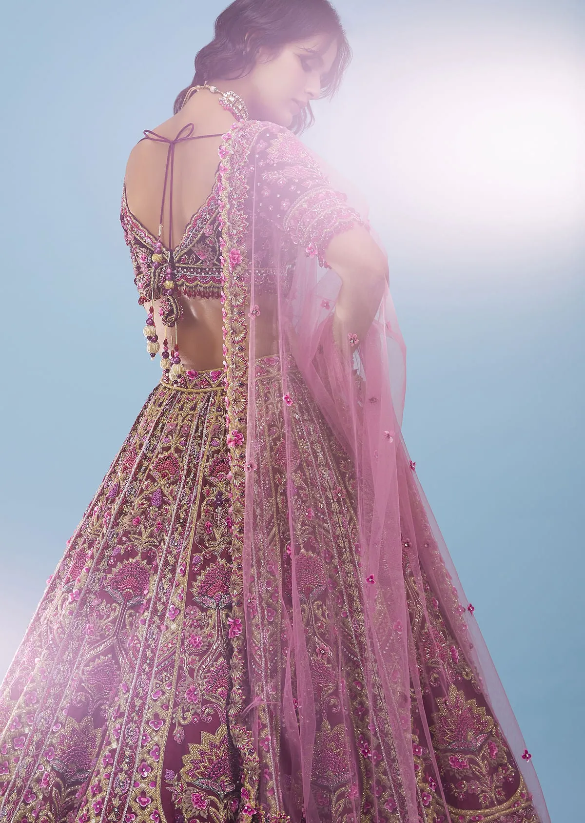 Tara Sutaria Blood Red Florid Lehenga Set
