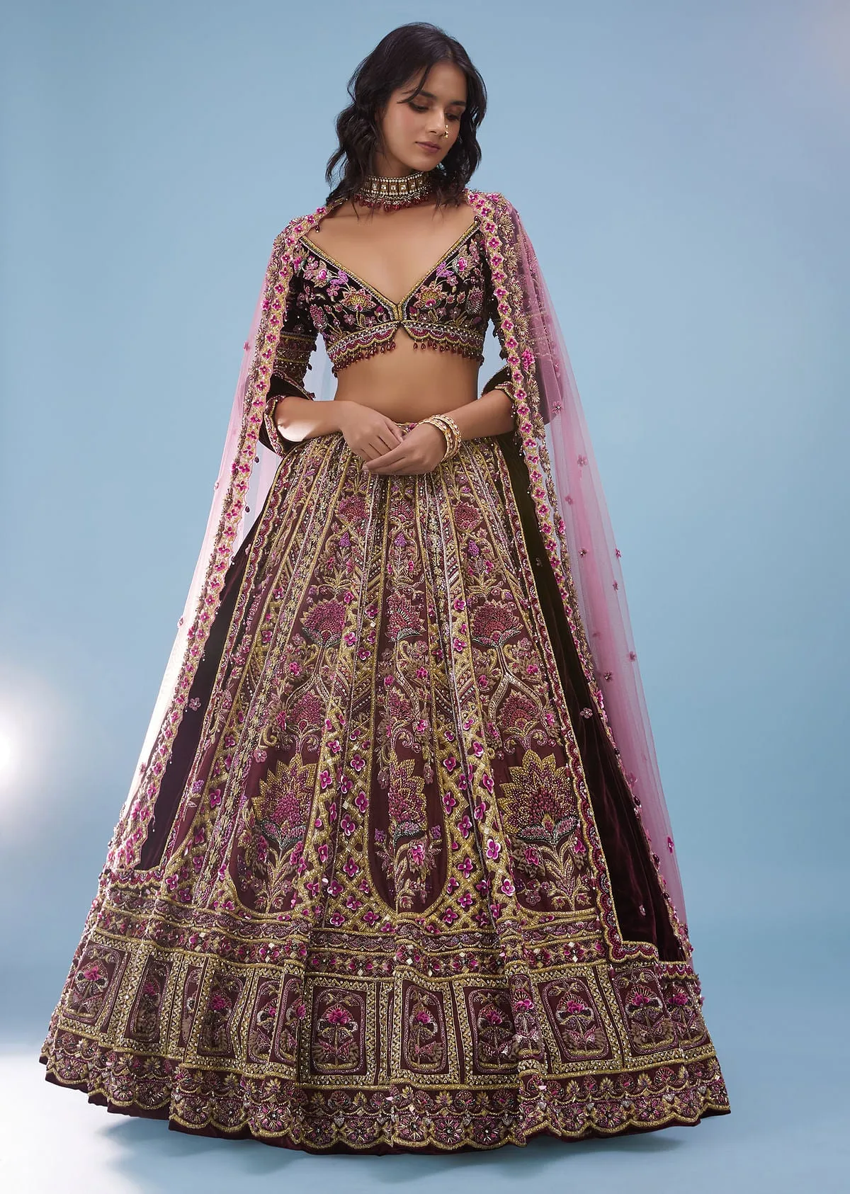 Tara Sutaria Blood Red Florid Lehenga Set