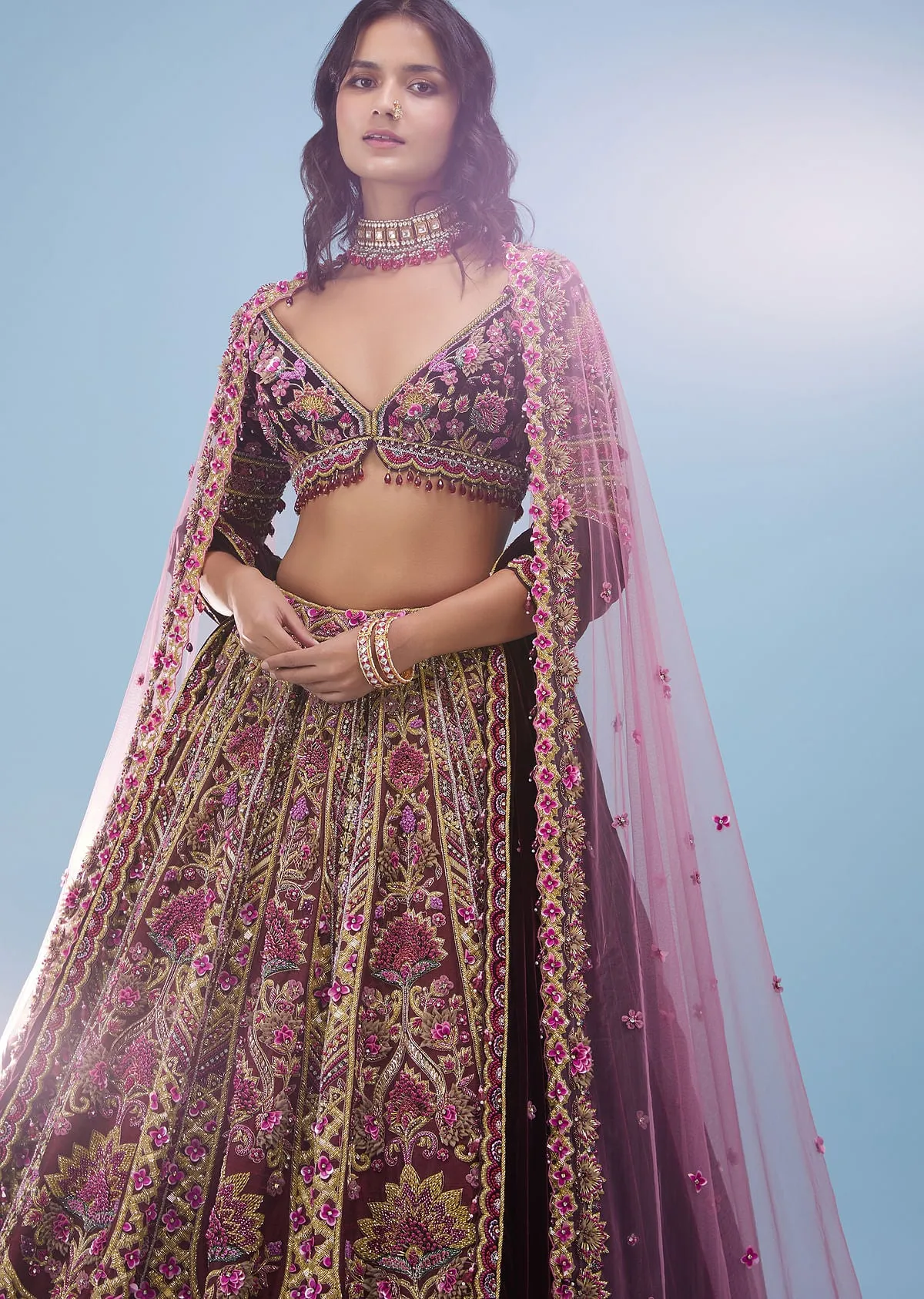 Tara Sutaria Blood Red Florid Lehenga Set