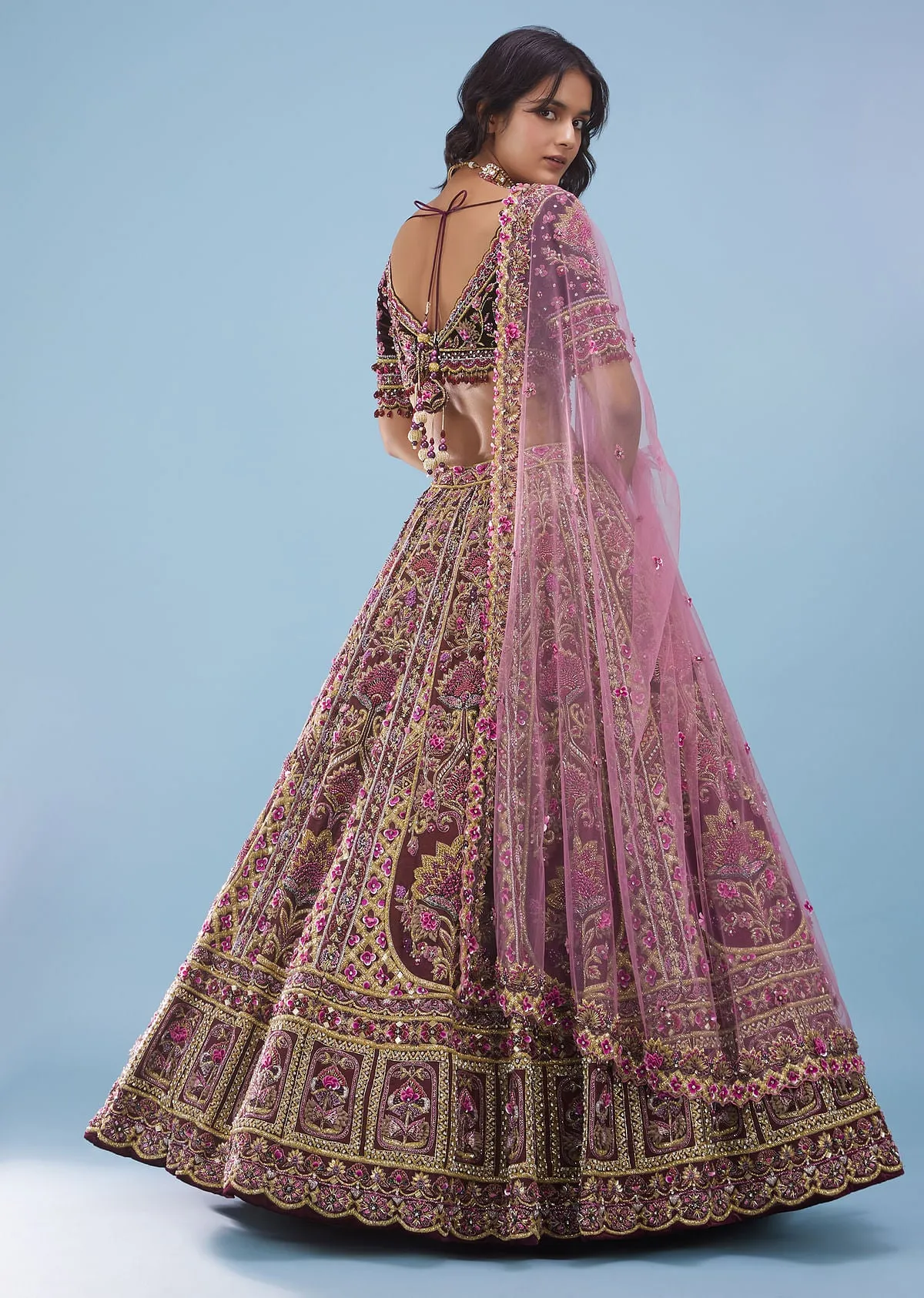 Tara Sutaria Blood Red Florid Lehenga Set