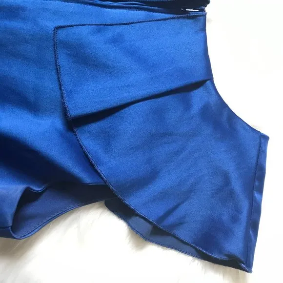 Teeze Me Sleeveless Pleated V Collar Dress in Blue