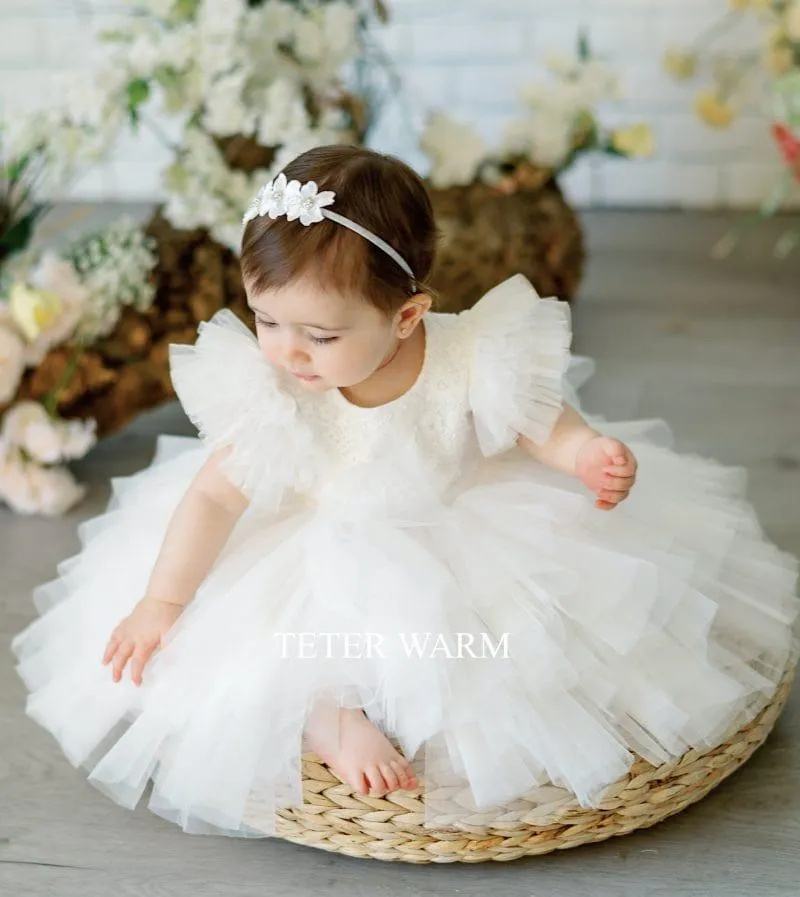 Teter Warm Baby Girls Baptism Off White Dress BH88