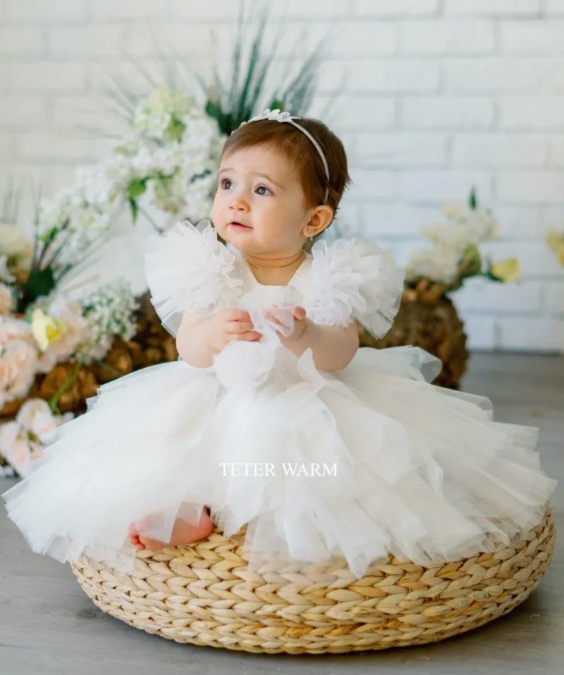 Teter Warm Baby Girls Baptism Off White Dress BH88