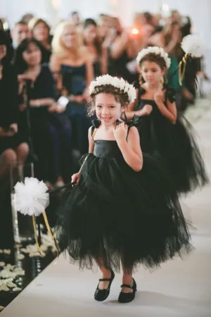 Thin Straps Tulle Baby Little Black Dresses Flower Girl Dress