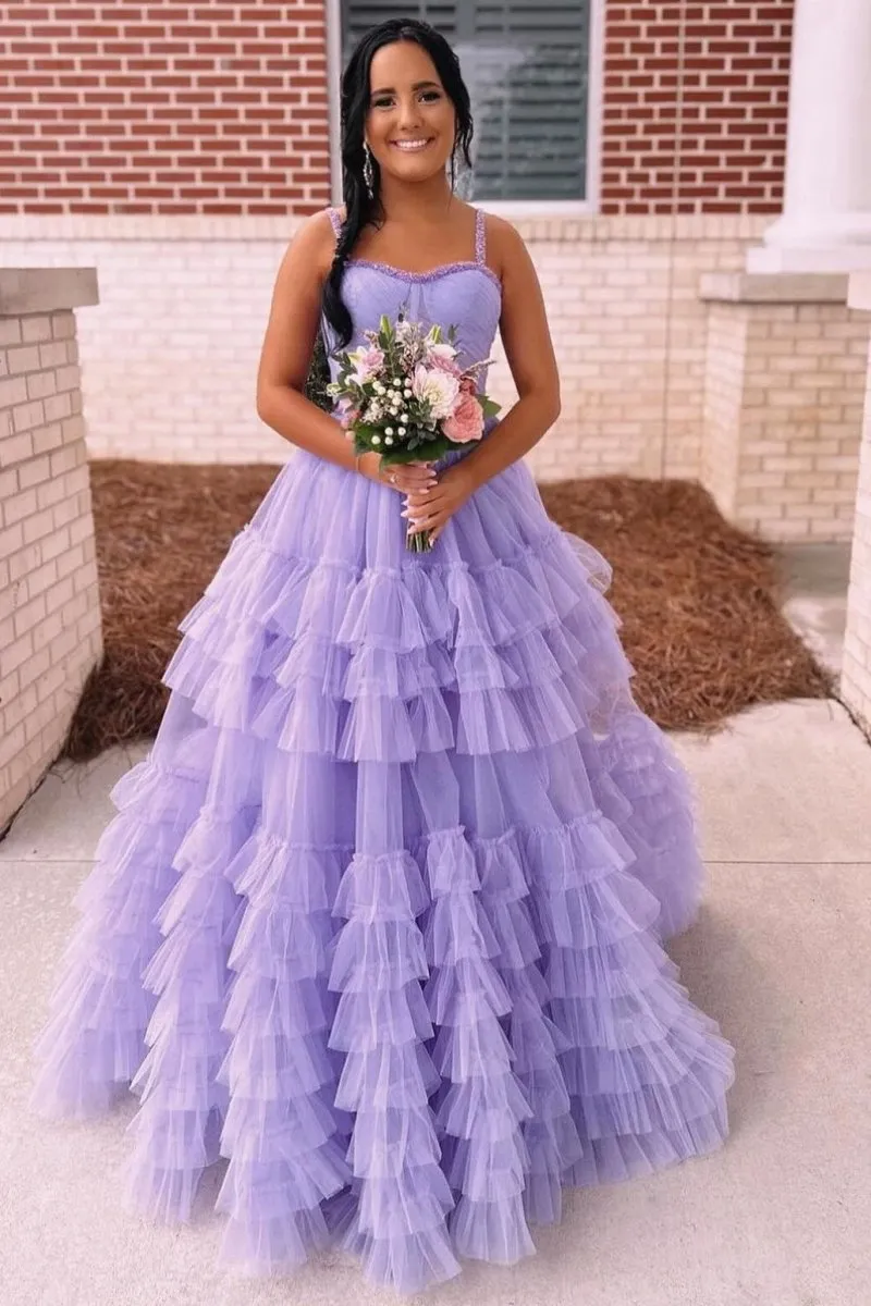 TieRuffle Sweetheart Beaded Long Prom Dresses