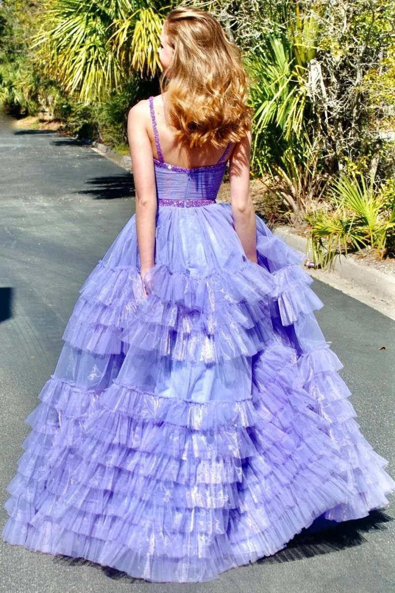 TieRuffle Sweetheart Beaded Long Prom Dresses