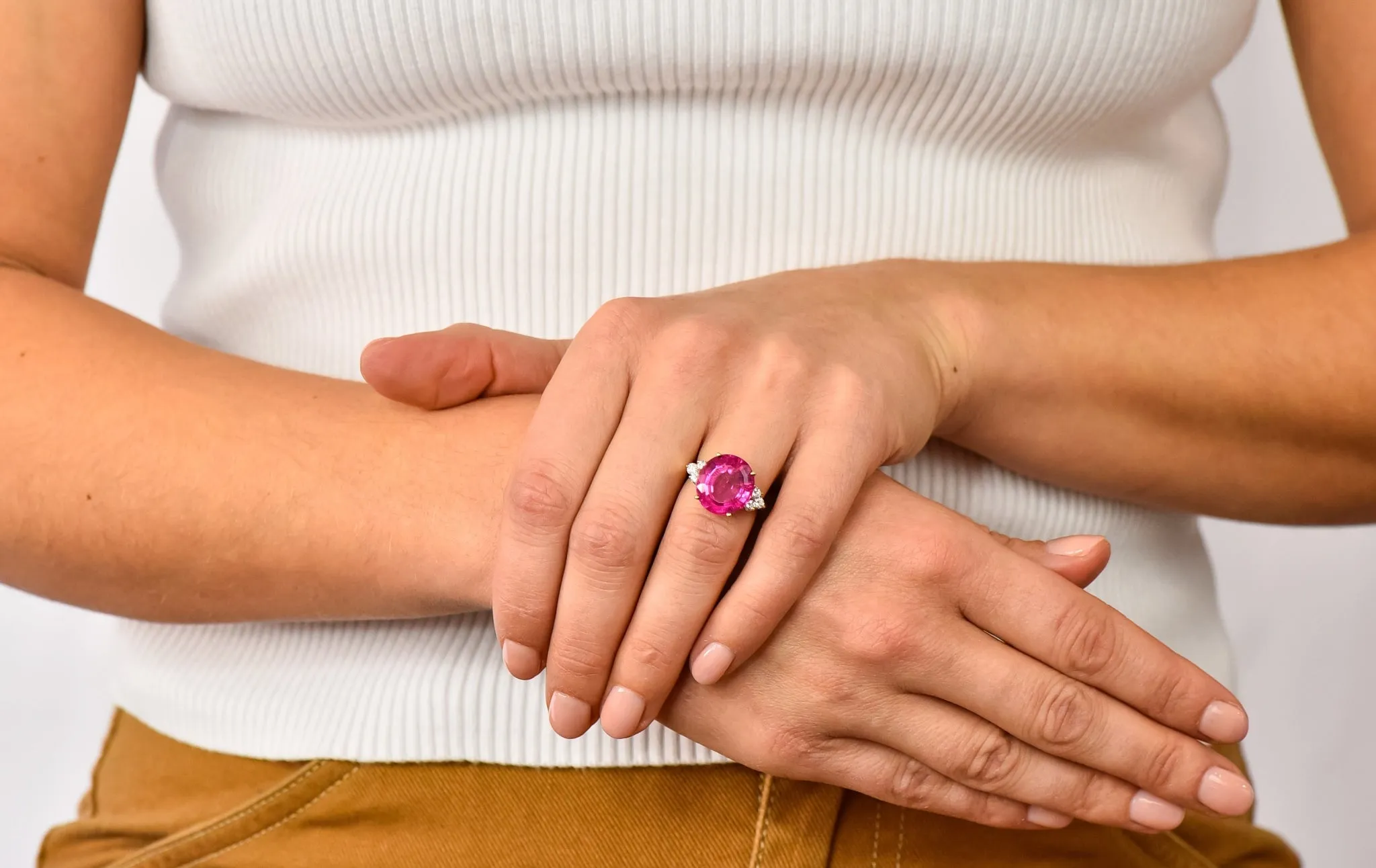 Tiffany & Co. 11.09 CTW Pink Tourmaline Diamond 18 Karat Gold Cocktail Ring