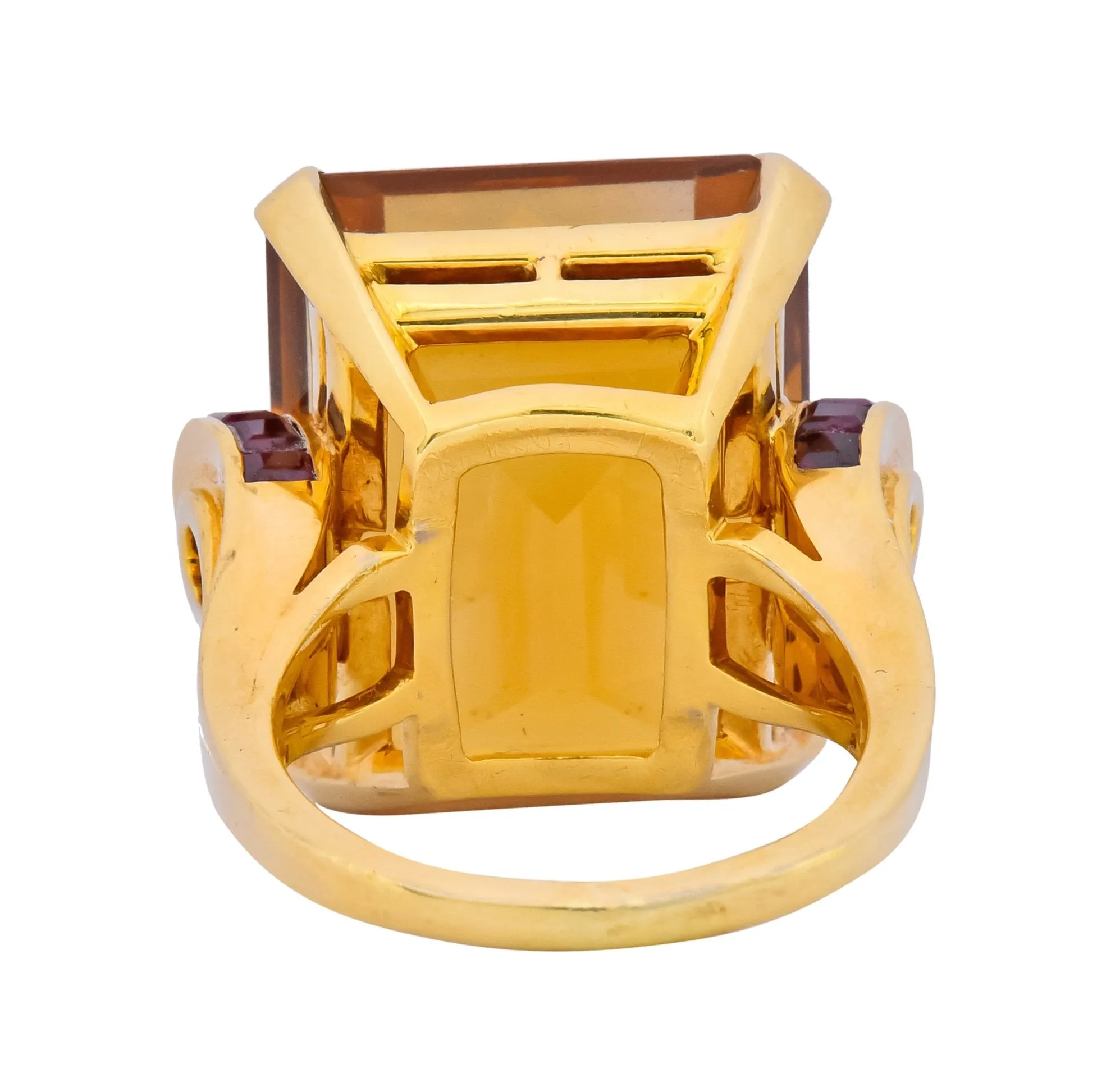 Tiffany & Co. Retro 24.54 CTW Citrine Ruby Cocktail Ring Circa 1950