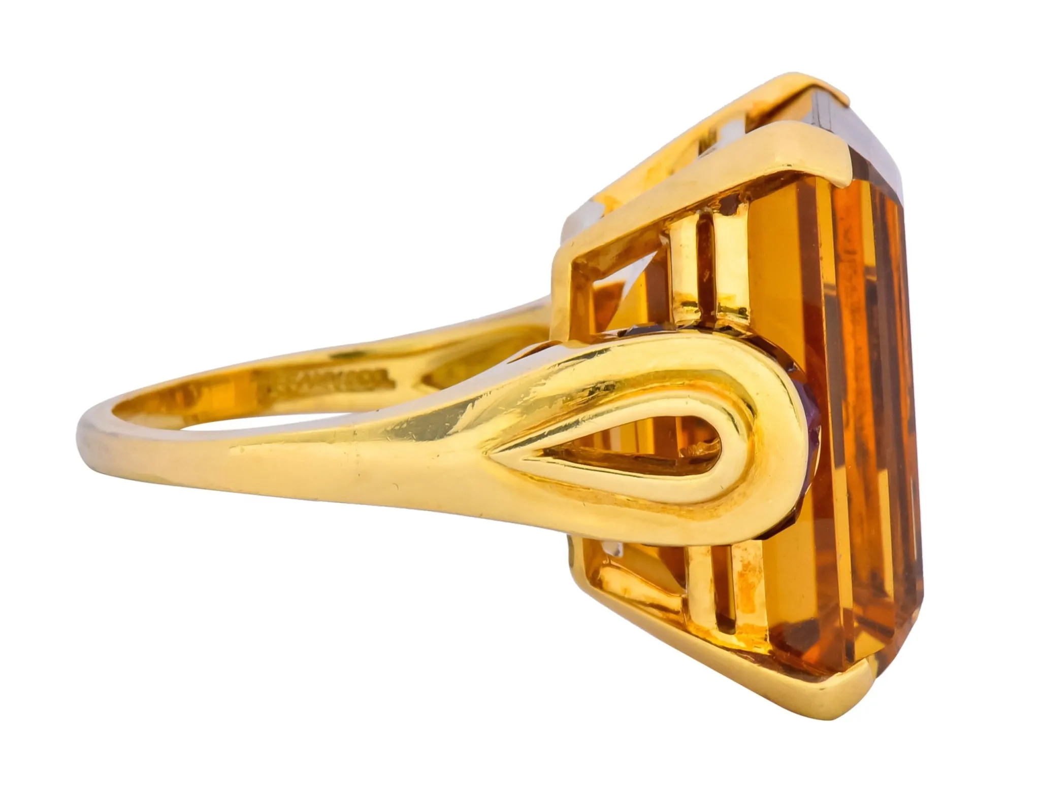 Tiffany & Co. Retro 24.54 CTW Citrine Ruby Cocktail Ring Circa 1950