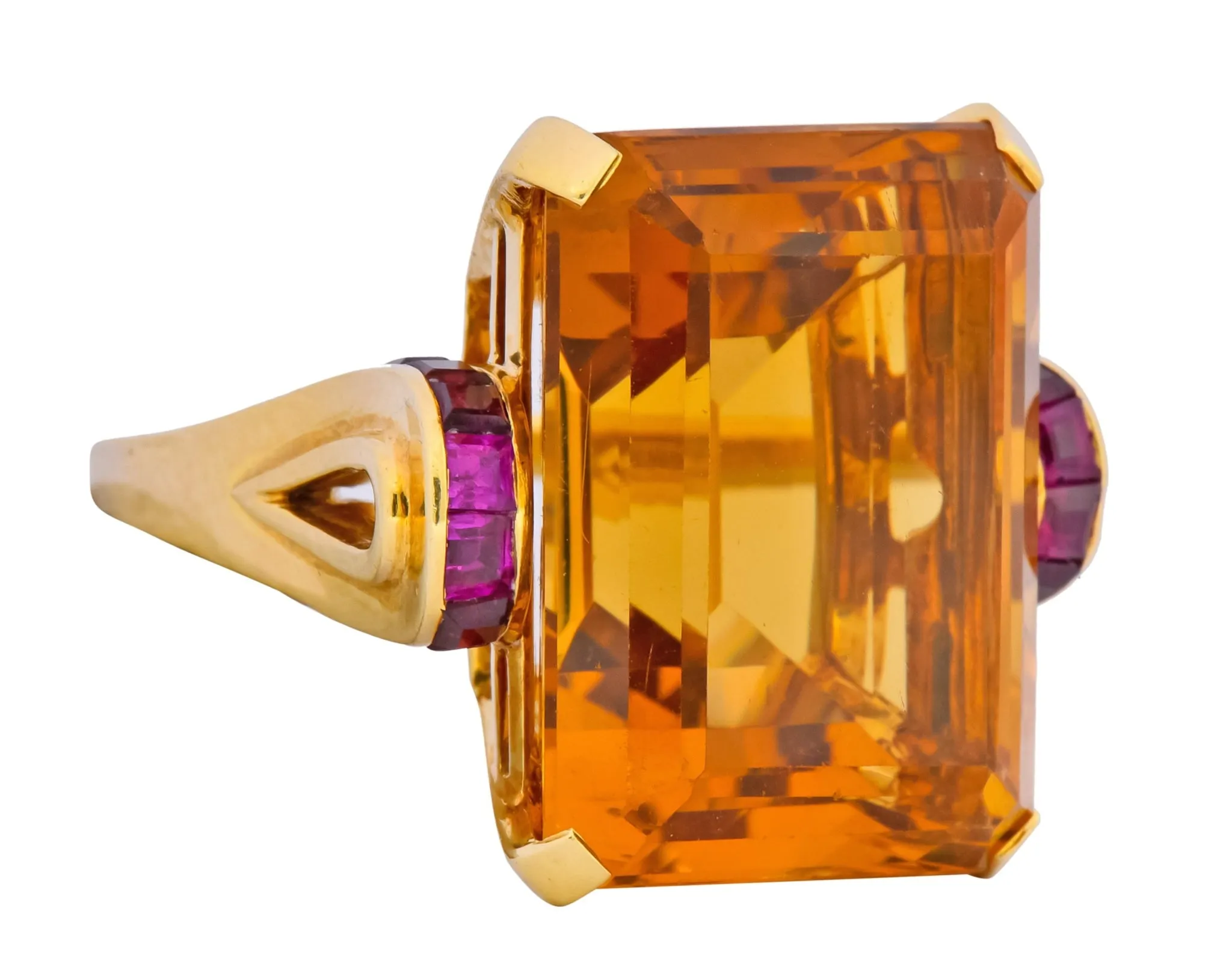 Tiffany & Co. Retro 24.54 CTW Citrine Ruby Cocktail Ring Circa 1950