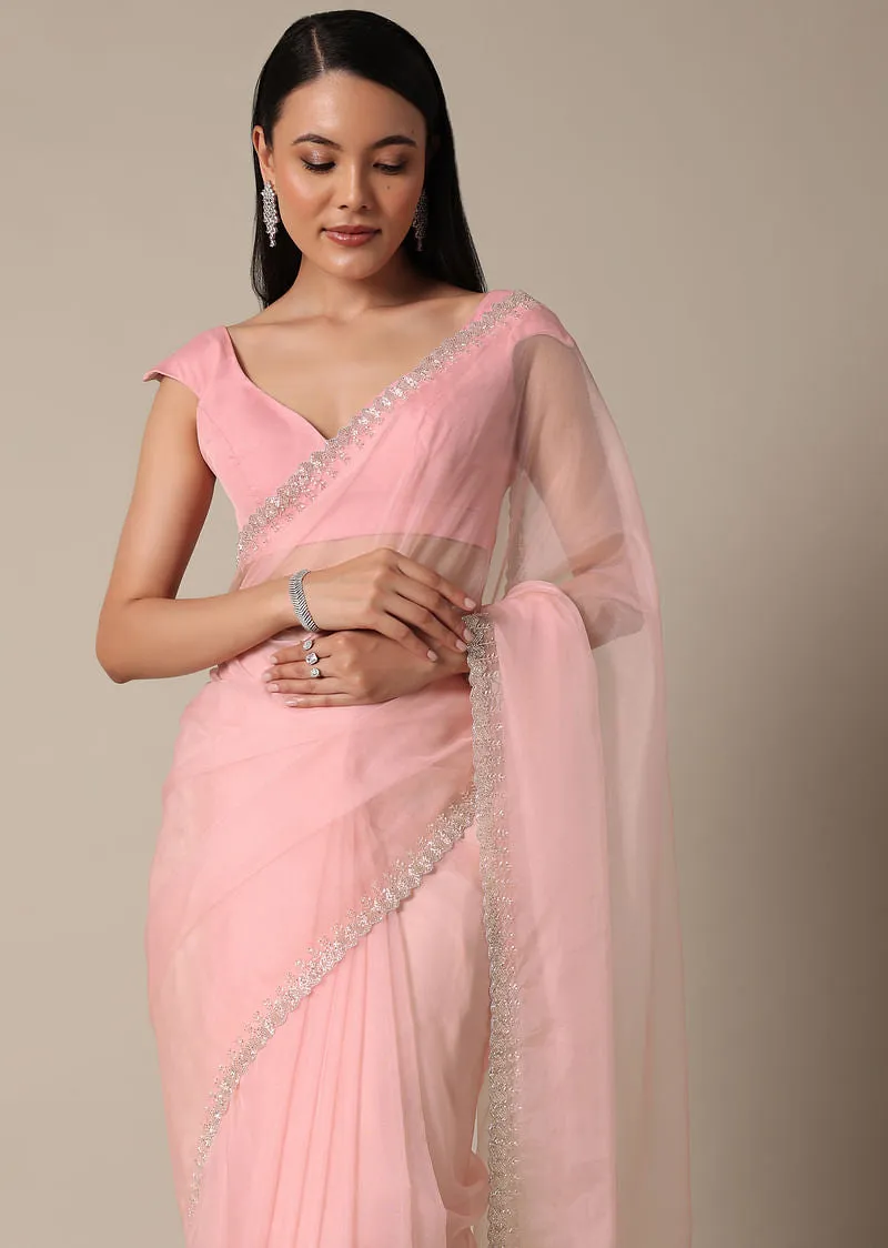 Timeless Pink With Cut Dana Embellished Border Work