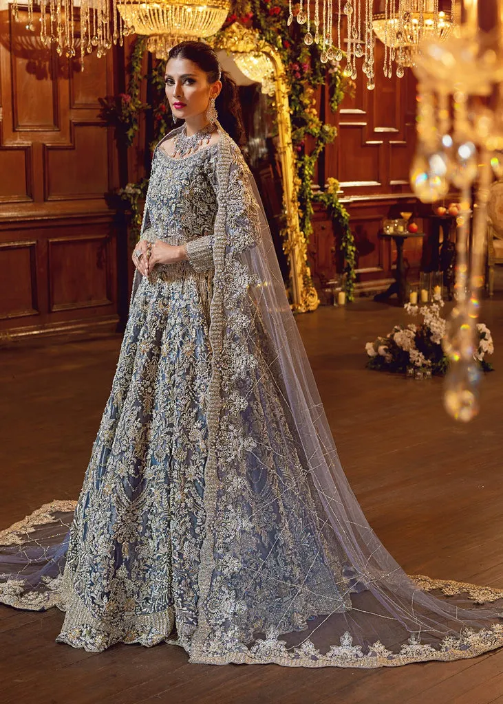 Traditional Blue Pishwas Lehenga Pakistani Bridal Dresses
