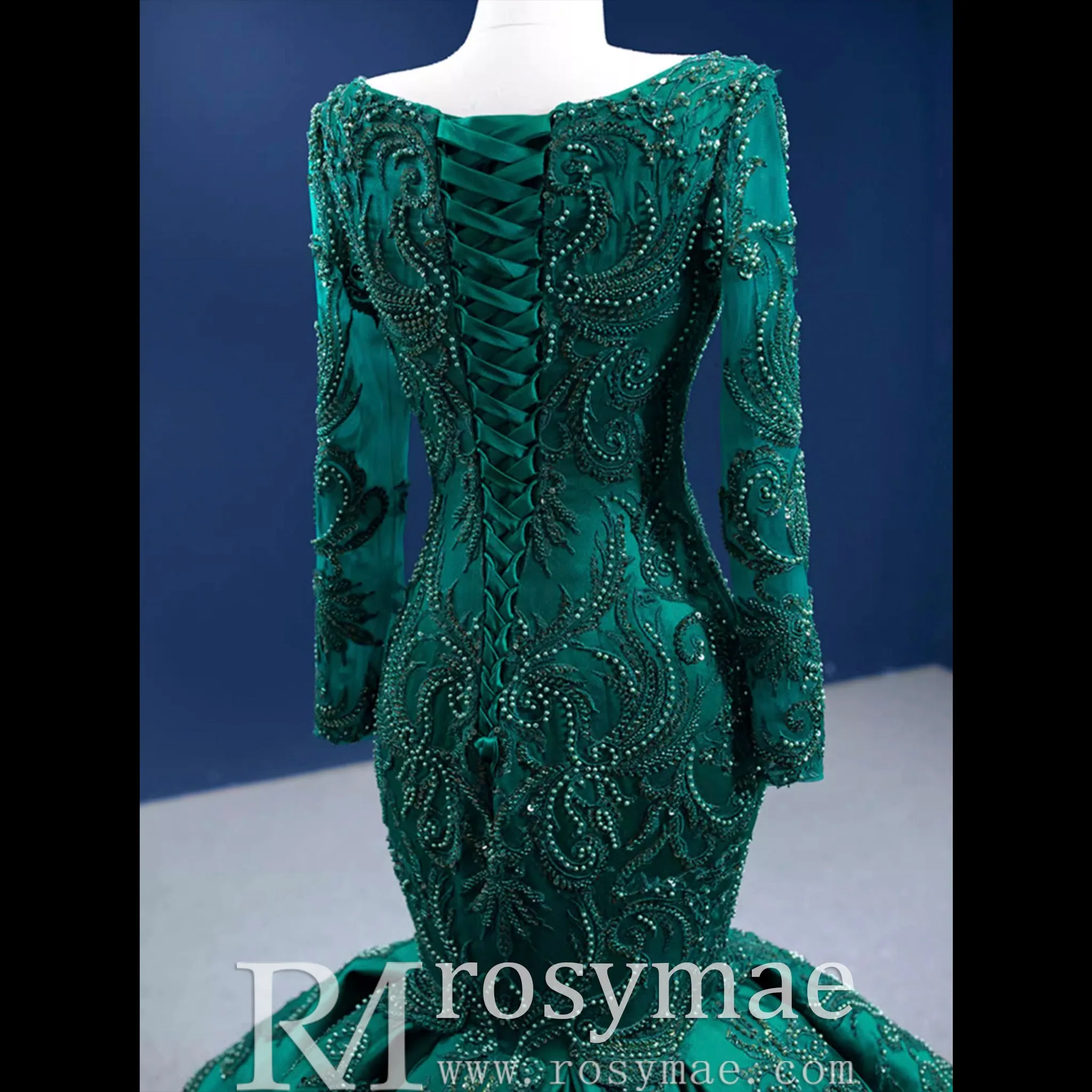 Trumpet Evening Dress Long Sleeve Wedding Dress with Square Neck
