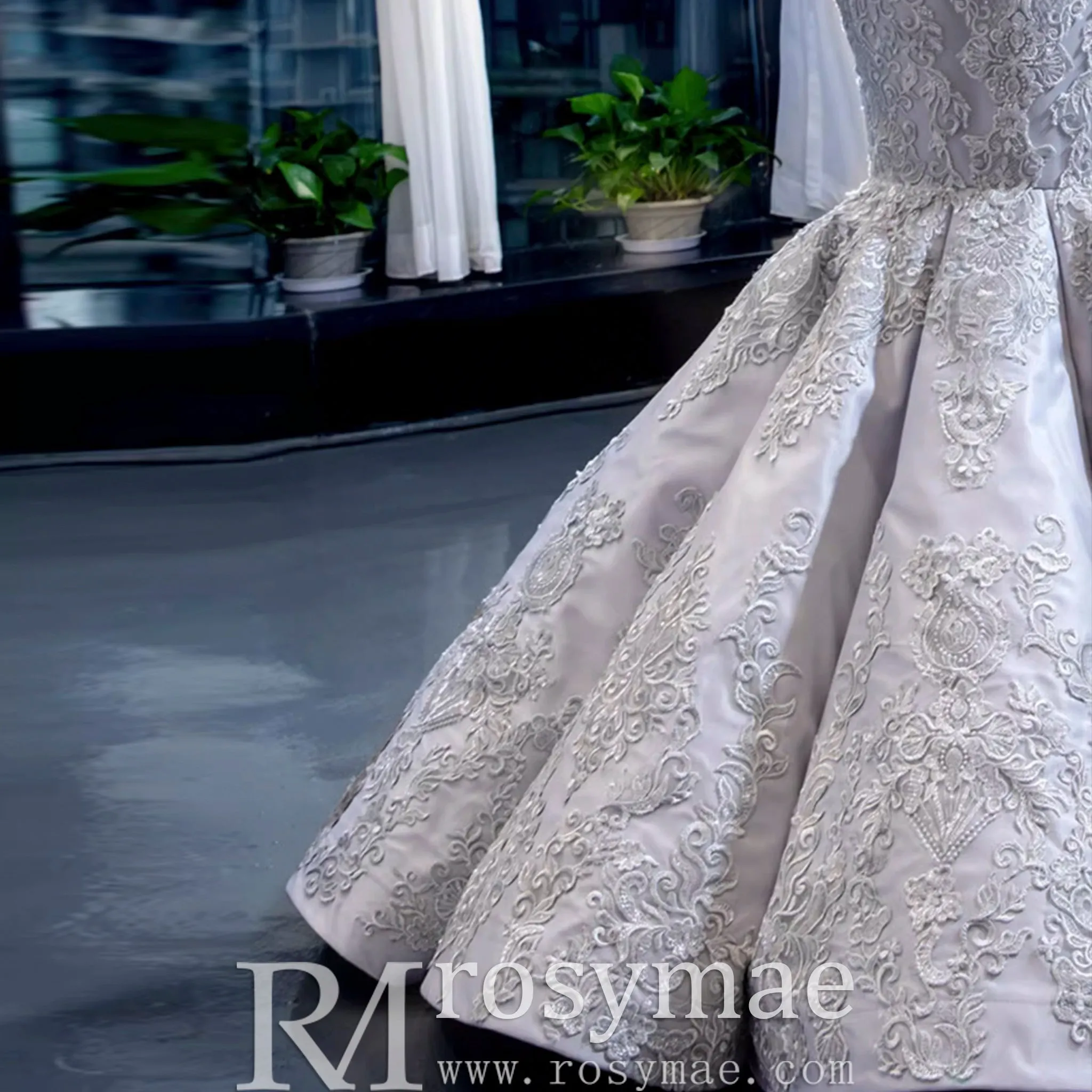 Trumpet Lace Overlay Wedding Dress With Long Sleeve