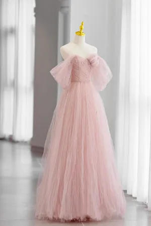 Tulle Floor Length Prom Dresses Cute A-line Evening Party Dresses