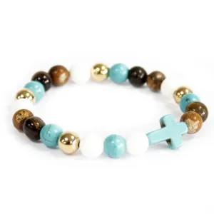 Turquoise Bracelet Cross / Royal Beads - Gemstone Crystal