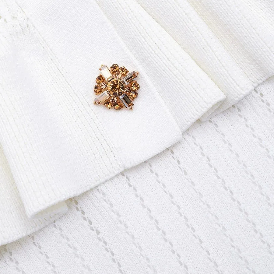 URSULA WHITE KNIT PEPLUM MINI DRESS